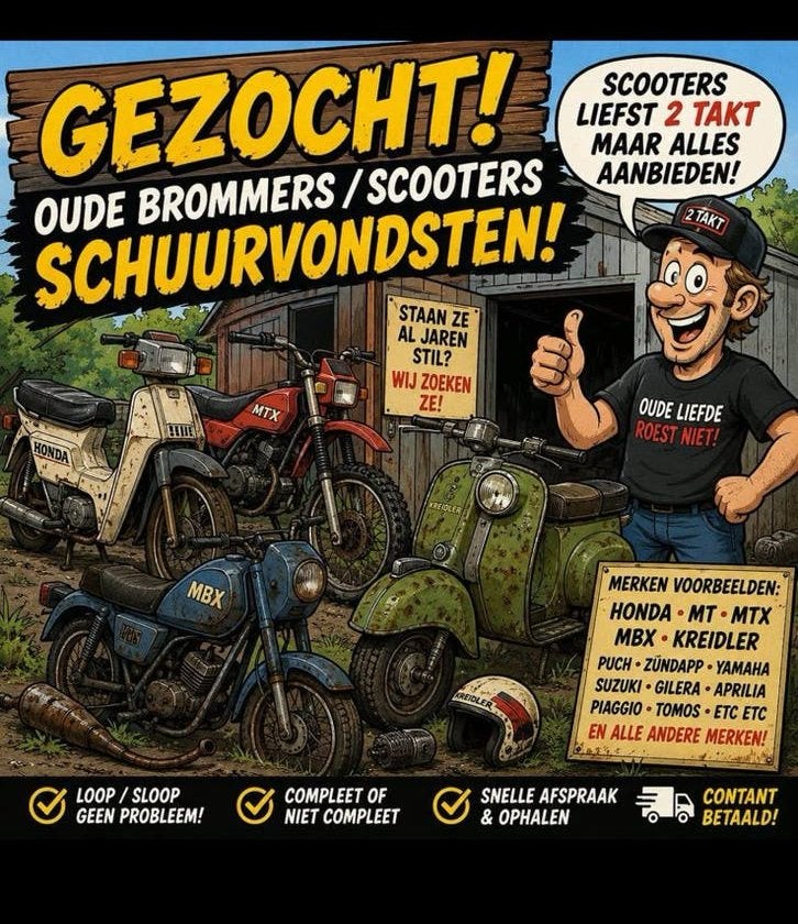 Gezocht oude crosmotoren/scooters…., Ophalen, Zo goed als nieuw