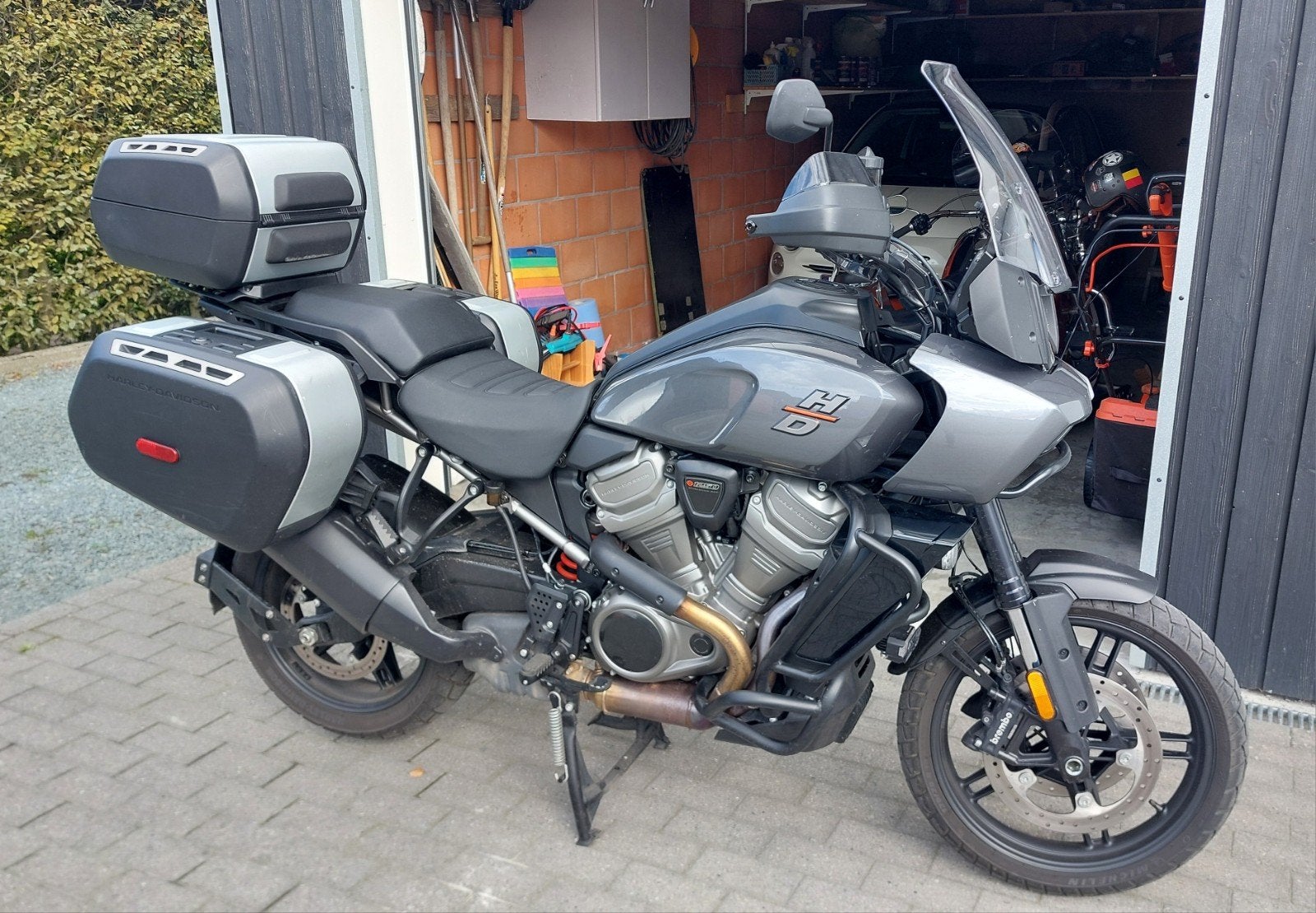 Manchon Harley Davidson Pan America gris, Permis Moto A, Occasion, Plus de 35 kW, 2 cylindres