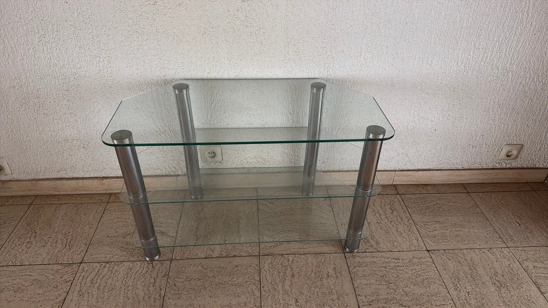 Meuble Tv verre et métal, Maison & Meubles, Enlèvement, Utilisé, Verre