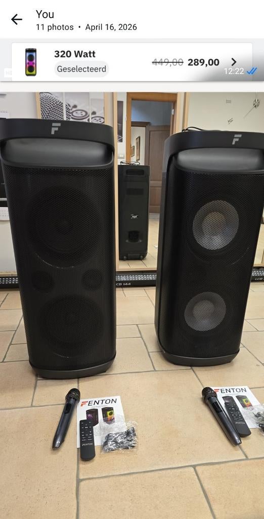 2 NIEUWE FENTON 400W MOBIELE BATTERIJ SPEAKERS MET MICS, Audio, Tv en Foto, Luidsprekerboxen, Ophalen