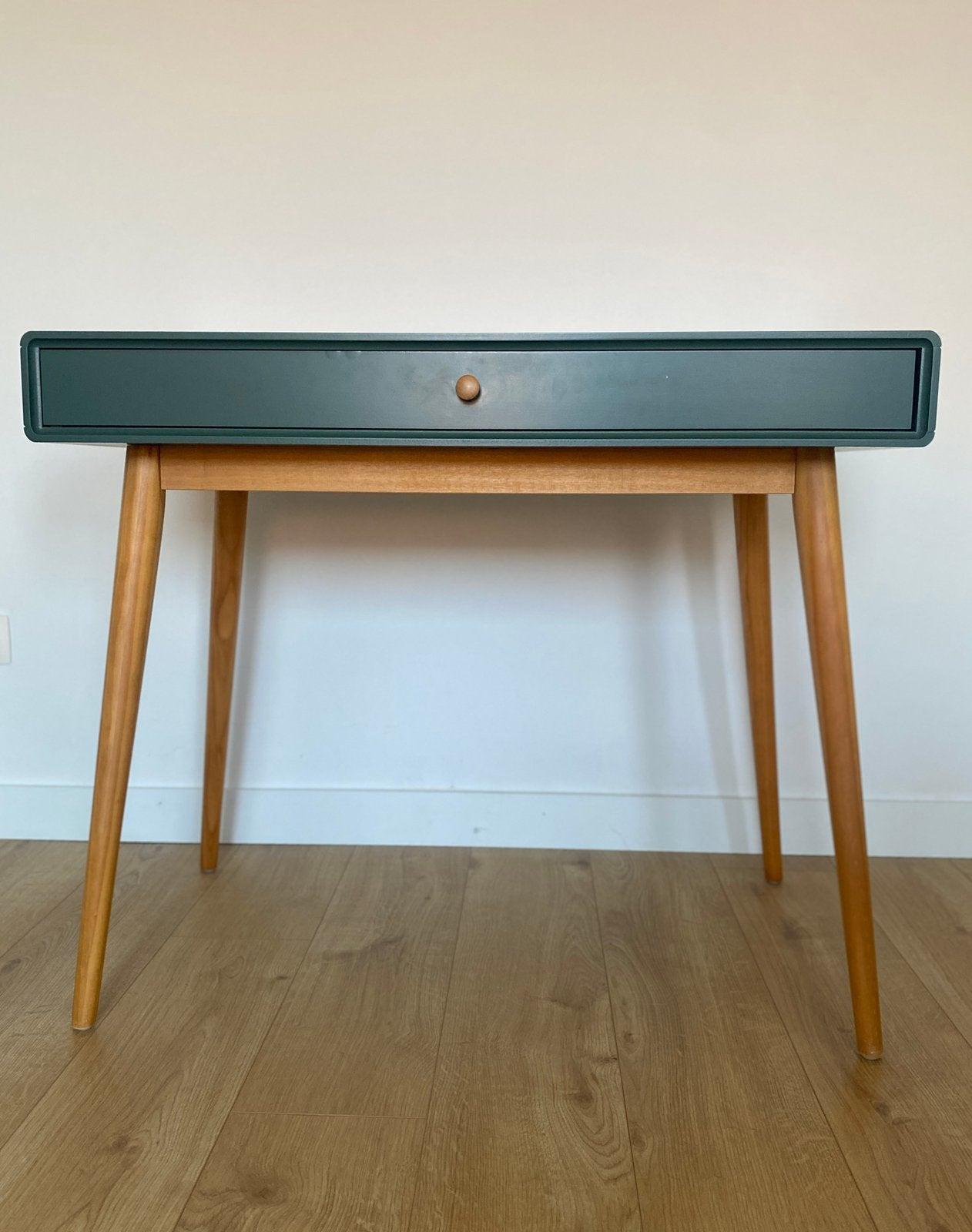 Groene bureau met 1 lade, Ophalen, Groen, 90 cm, Zo goed als nieuw