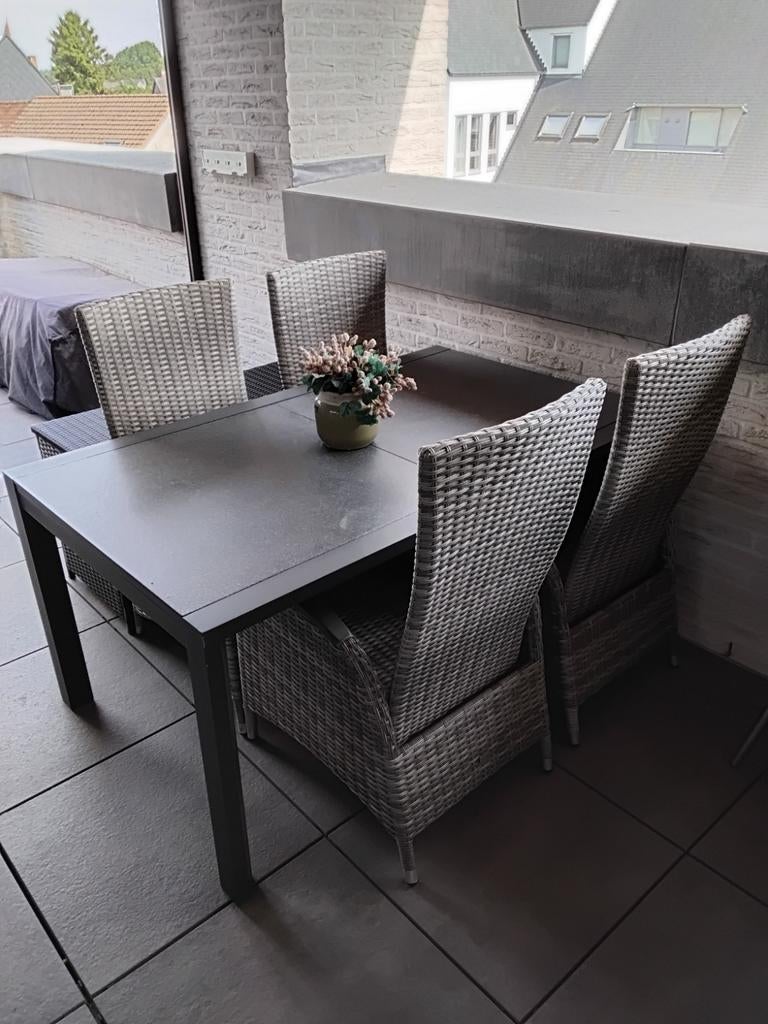 Terras/tuin set, Ophalen, 4 zitplaatsen, Aluminium, Zo goed als nieuw