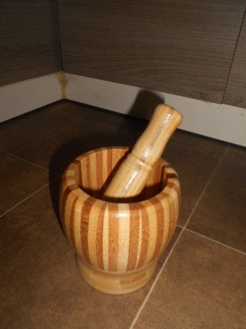 Mooie houten vijzel - Nieuw, Ophalen of Verzenden