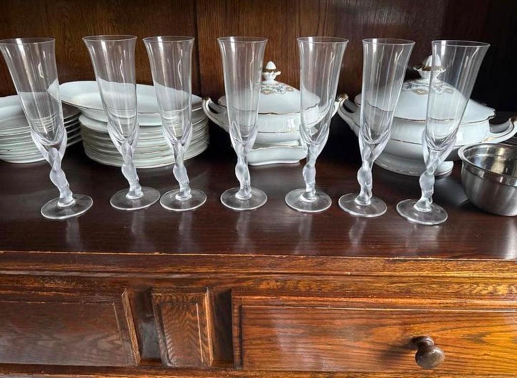 Igor Carl Faberge Kristallen Champagne glazen set 7 stuks, Ophalen
