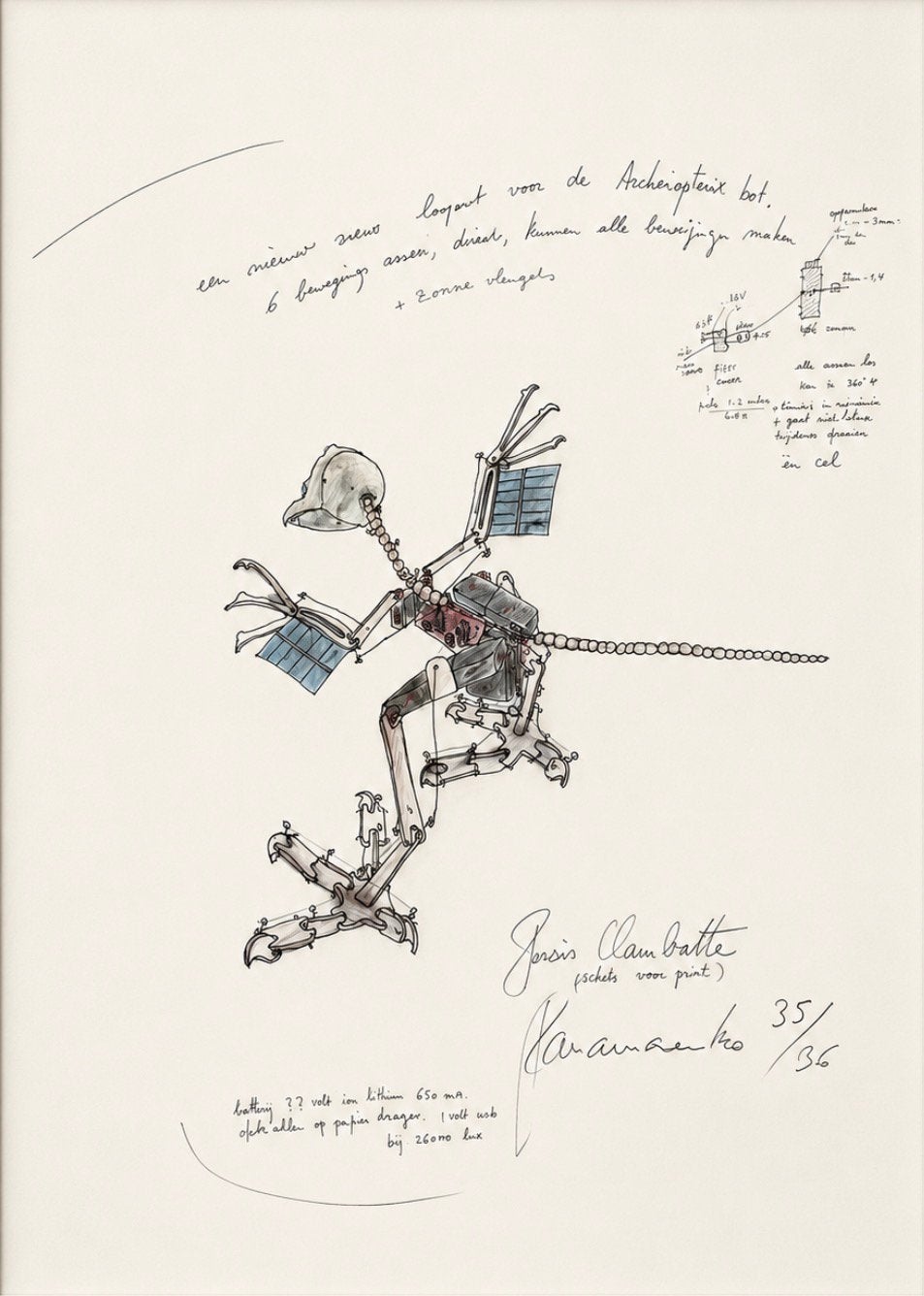 Panamarenko, Signé dans la planche, Enlèvement ou Envoi, Autres sujets, Lithographie