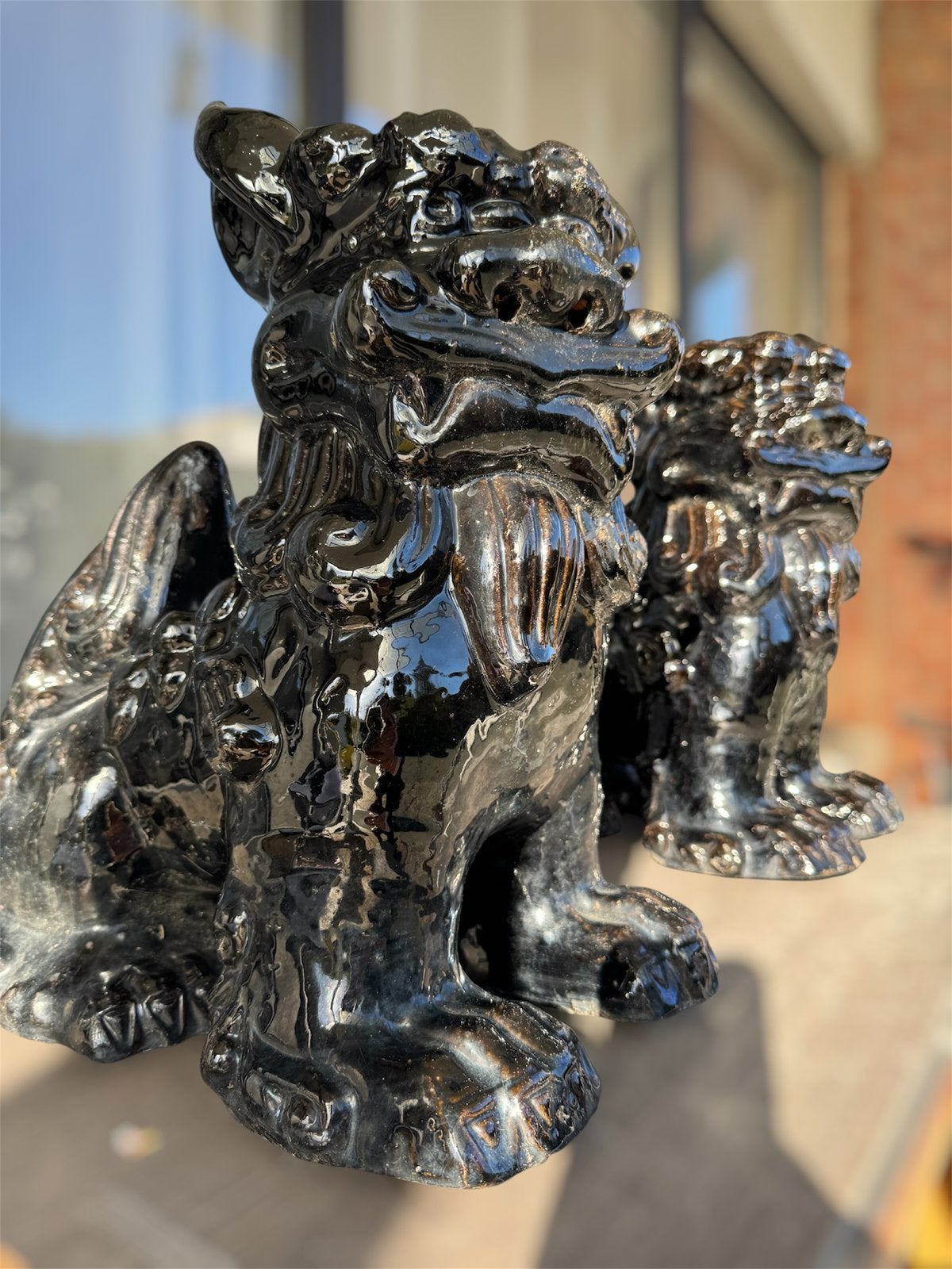 Exclusieve zware set zwarte Foo Dogs (Tempelleeuwen), Verzamelen, Ophalen, Zo goed als nieuw