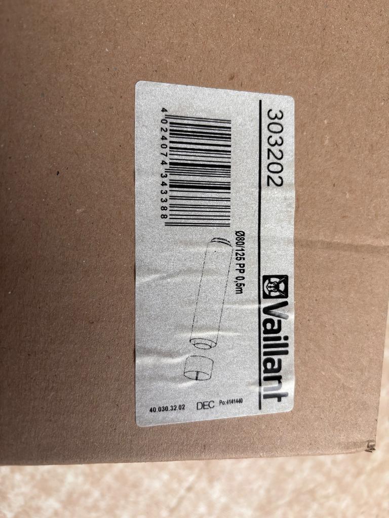 Concentrische rookgasafvoer 80/125 pp 0.5m Vaillant, Ophalen, Nieuw, Overige typen