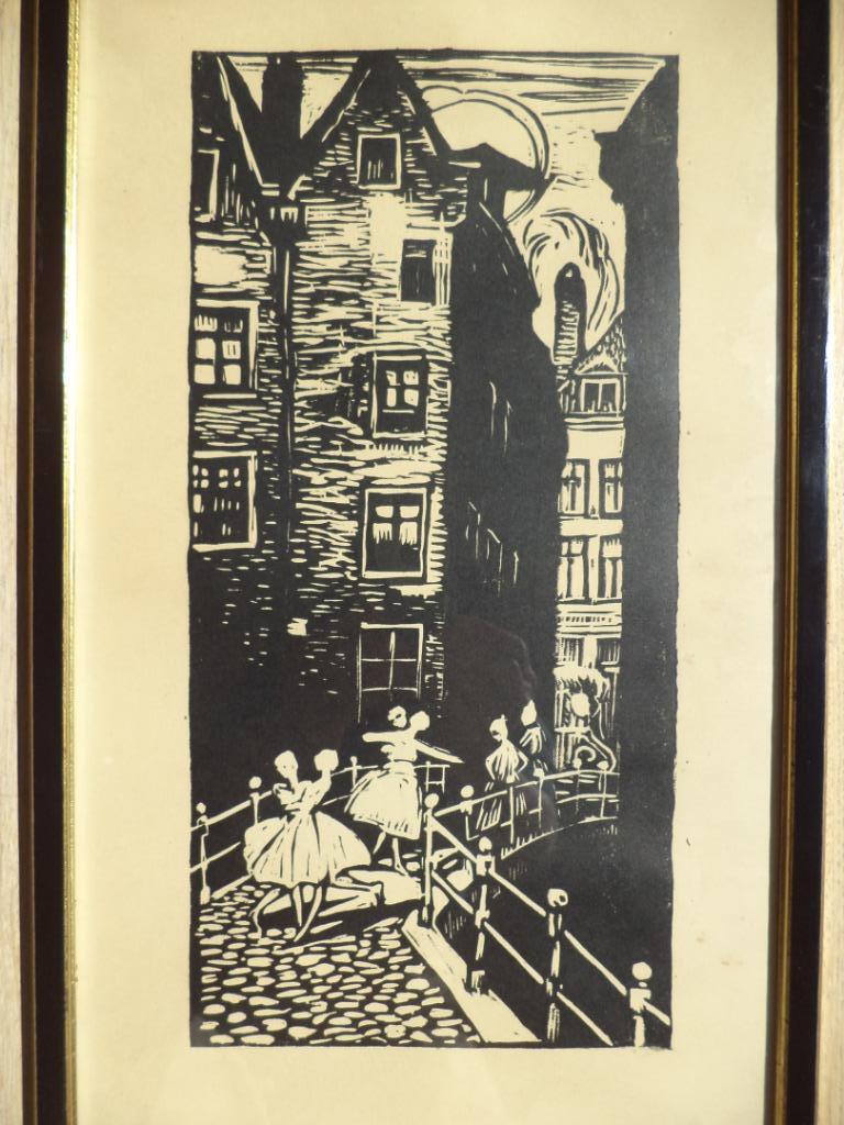 Lino Woodcut houtgravure ongesigneerd (Henri Van Straten?), Ophalen of Verzenden