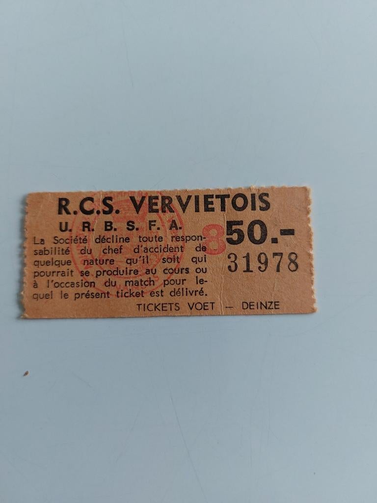RSC Vervietois voetbalticket Jaren ´70-'80, Verzamelen, Ophalen of Verzenden, Zo goed als nieuw