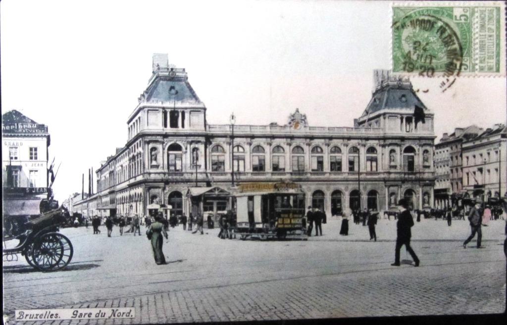 POSTKAART- BRUSSEL, GARE DU NORD 1920 (KAART INGEKLEURD), Verzamelen, Ophalen of Verzenden, 1920 tot 1940, Gelopen, Brussel (Gewest)