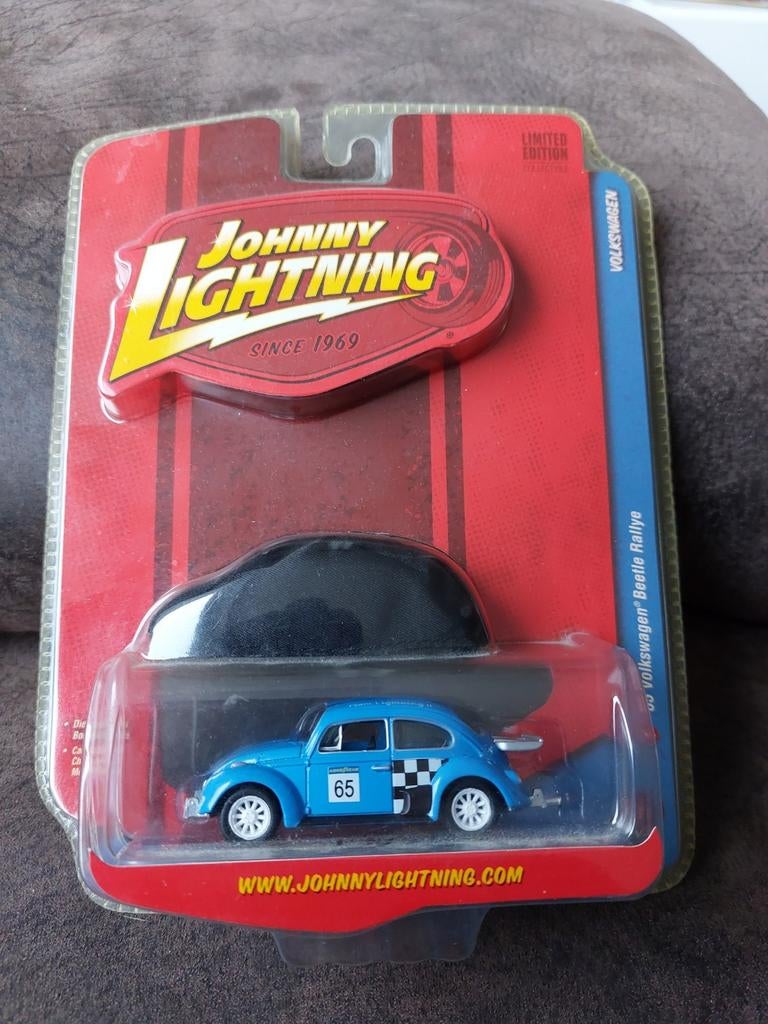 johnny lightning volkswagen kever ralley 1965 blauw, Ophalen of Verzenden, Nieuw, Auto