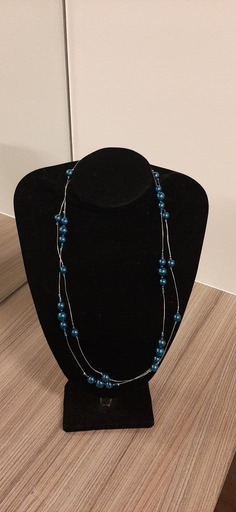 Halsketting handgemaakt, Bijoux, Sacs & Beauté, Colliers, Enlèvement, Neuf, Bleu, Autres matériaux