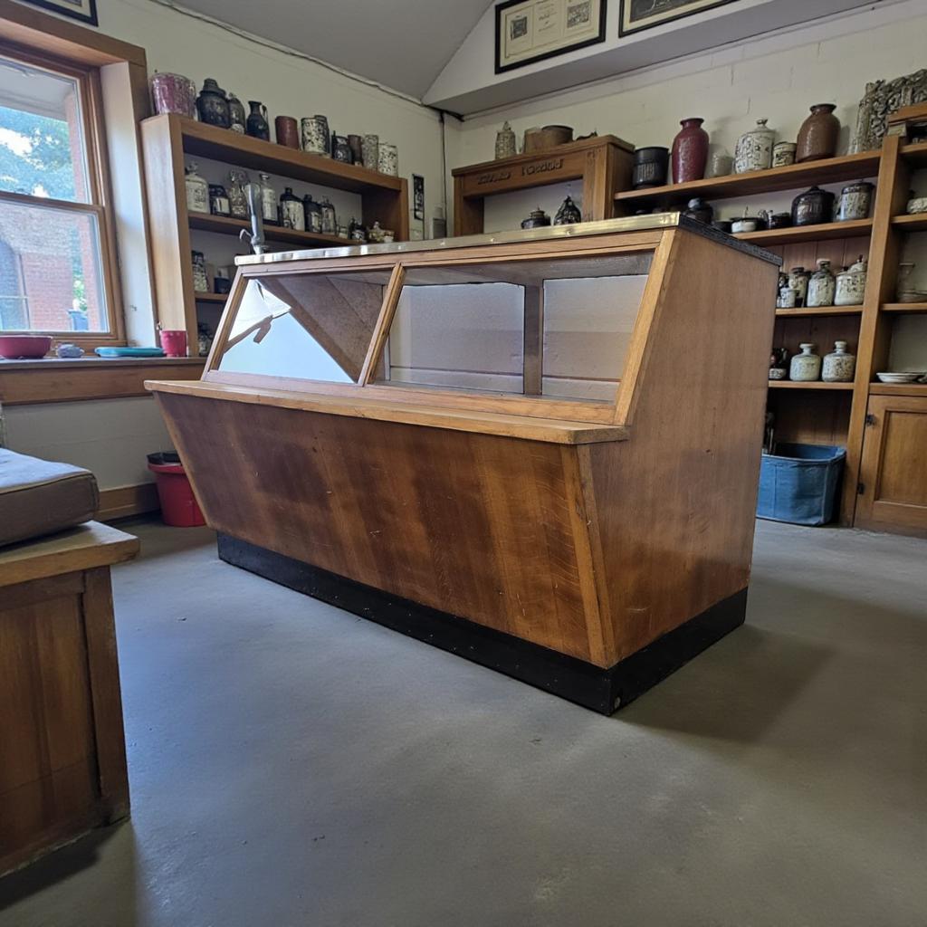 comptoir/comptoir/vitrine vintage en bois, Enlèvement, Comme neuf