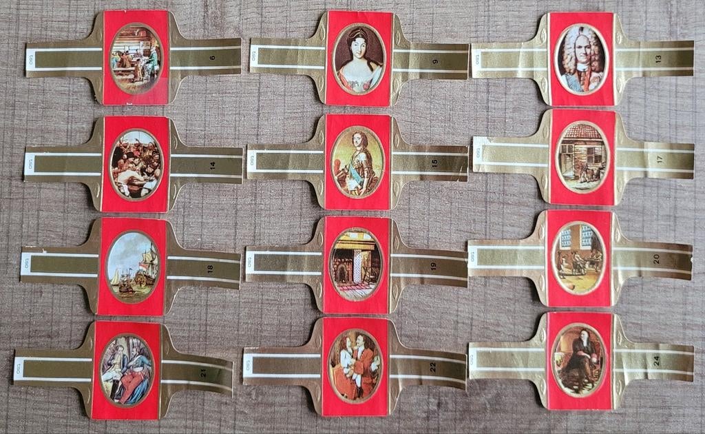 12 oude sigarenbandjes: Tsaar Peter De Grote, Enlèvement ou Envoi, Utilisé, Bagues de cigare
