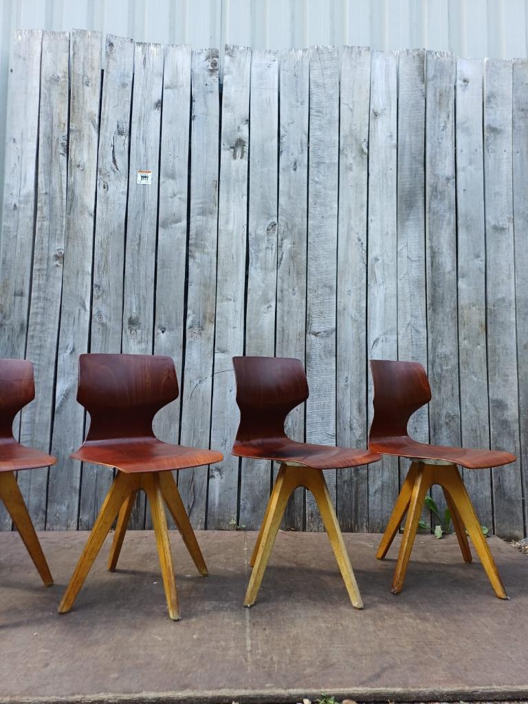 Chaise d'école vintage | taille adulte | Design Adam Stegner, Enlèvement ou Envoi, Brun, Utilisé, Bois