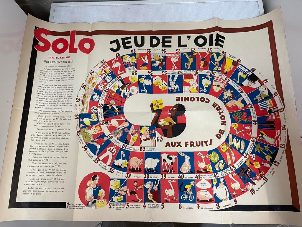 Solo ganzenbord reclame papier 1950 (69 op 50,5), Verzamelen, Merken en Reclamevoorwerpen, Ophalen of Verzenden