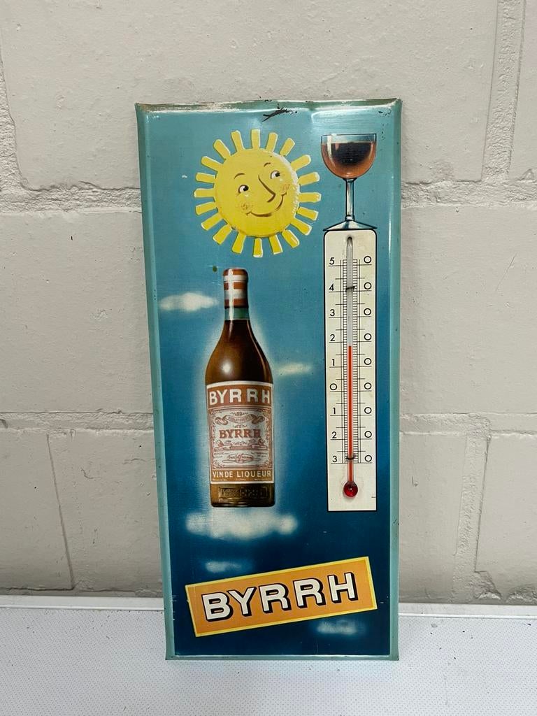 Byrrh blikken thermometer 1959 ( 34,5 op 15), Collections, Marques & Objets publicitaires, Enlèvement ou Envoi, Comme neuf