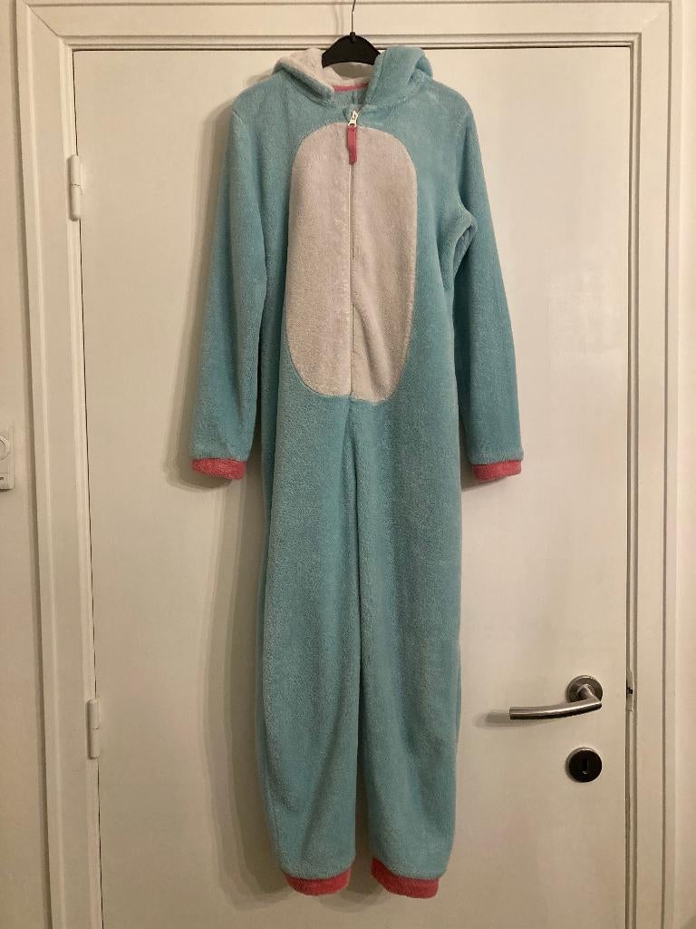 Licht blauwe onesie eenhoorn - Lola & Liza - maat 134/140, Nacht- of Onderkleding, Gebruikt, Meisje, Ophalen of Verzenden