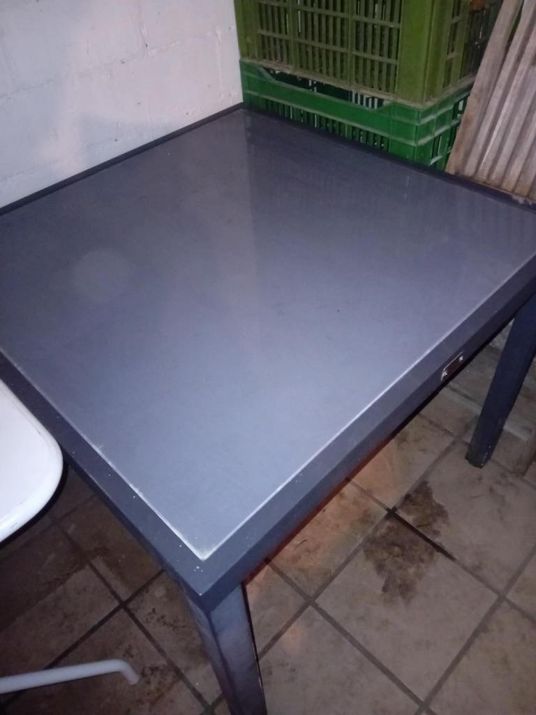 vierkante tafel/tuin met glazen plaat, Ophalen of Verzenden, Gebruikt