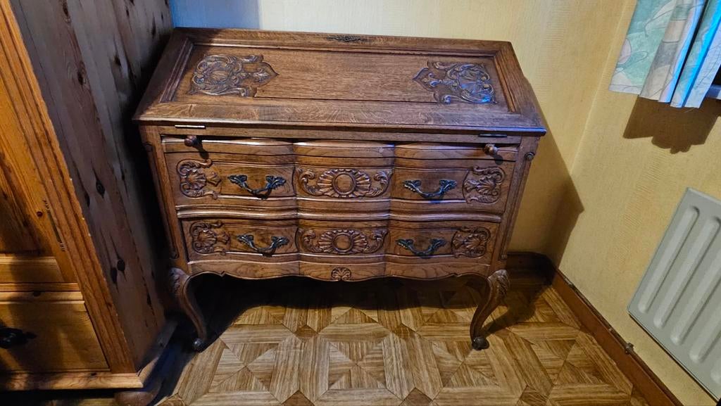 Vintage secrétaire in eik, Huis en Inrichting, Kasten | Secretaires, Ophalen