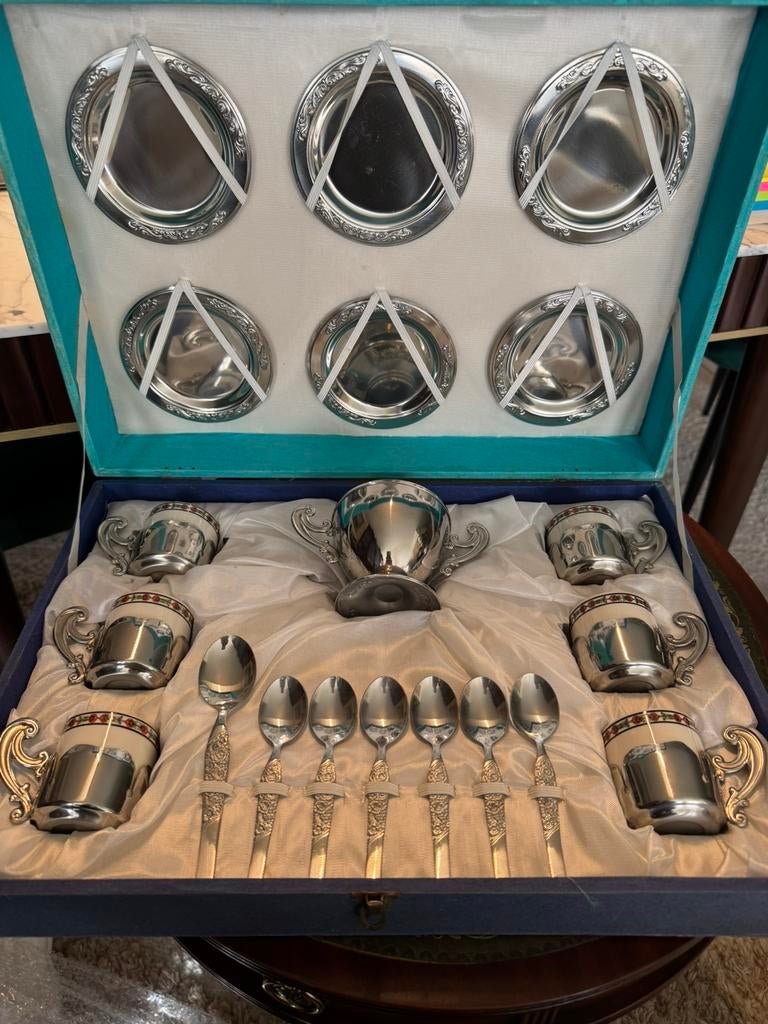 Un ensemble de boîtes à café plaquées argent, Enlèvement ou Envoi, Comme neuf