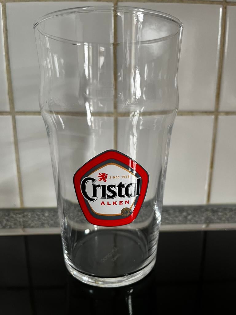 Zeldzaam bierglas met bolletje 50cl Cristal Alken, Verzamelen, Ophalen of Verzenden, Zo goed als nieuw
