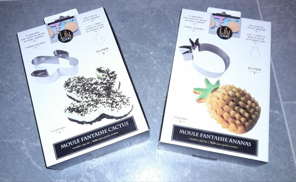 Taartvorm met cactussen of ananas en koekjesvorm, Ophalen of Verzenden, Zo goed als nieuw