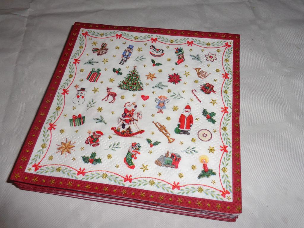 serviettes de table en papier Noël 25 cm x 25 cm : 12 pièces, Ophalen of Verzenden, Nieuw, Vierkant