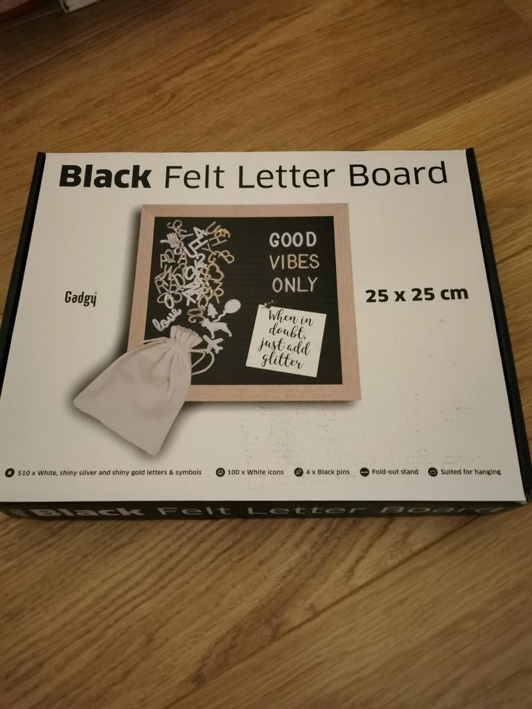 Letterbord Black Felt Letter Board Gadgy, Huis en Inrichting, Woonaccessoires | Memoborden, Zo goed als nieuw, Prikbord, Ophalen of Verzenden