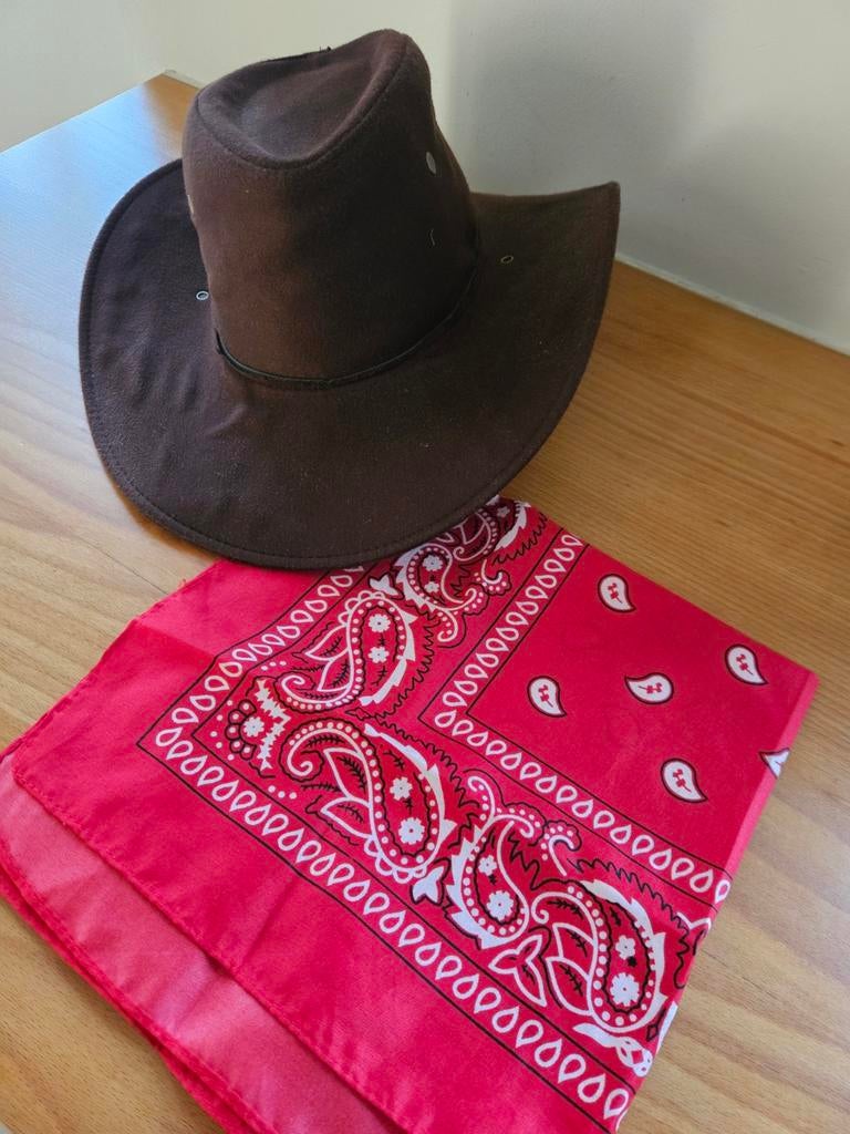 Cowboy hoed en sjaal, Ophalen of Verzenden