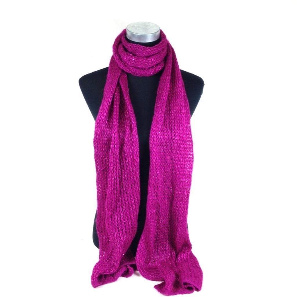 SJAAL FUCHSIA MET GLITTERS 190X40 CM NIEUW, Ophalen of Verzenden, Nieuw, Sjaal