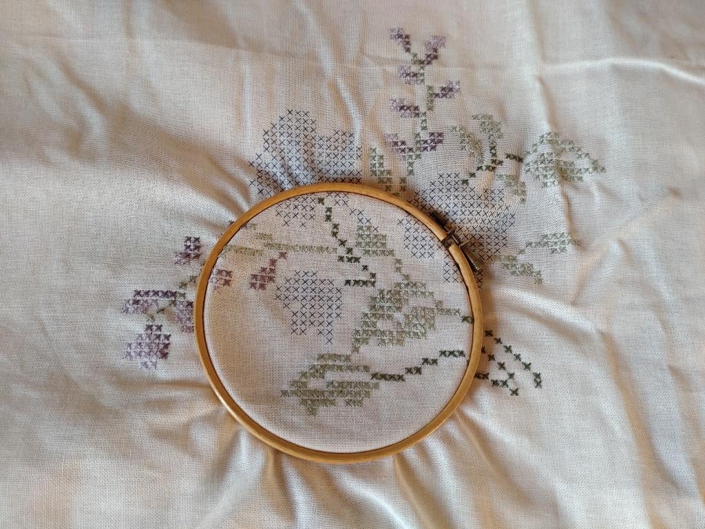 Katoenen tafelkleed om te borduren, Enlèvement ou Envoi, Comme neuf, Broderies à la main, Patron