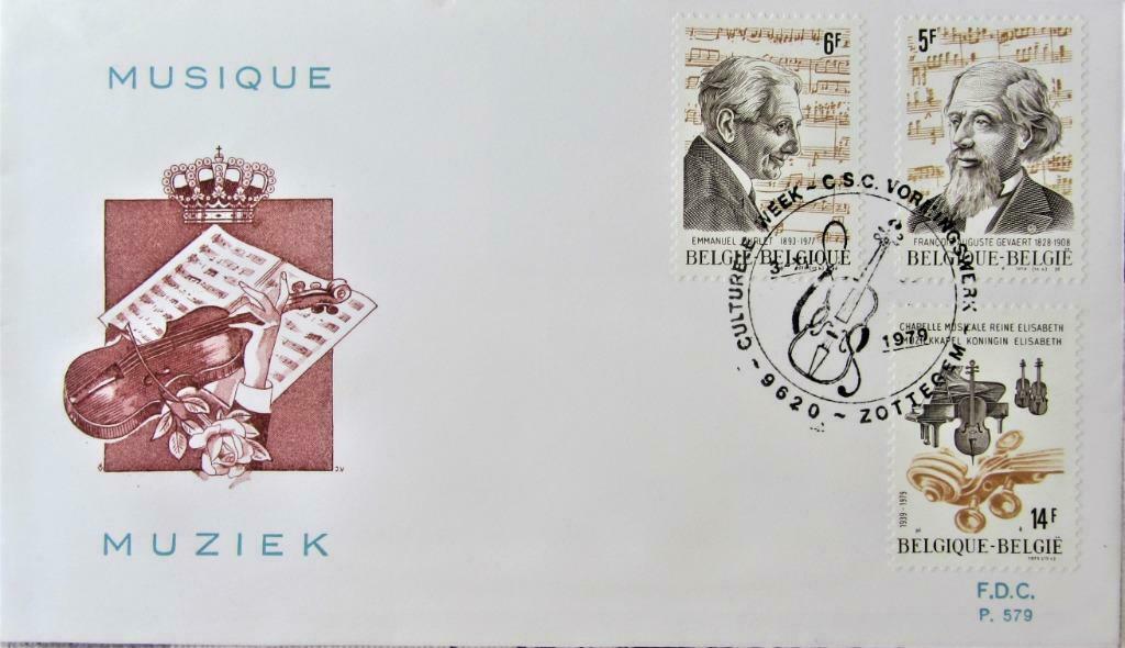 FDC- BELGIË- MUZIEK, Enlèvement ou Envoi, Affranchi, Autres thèmes