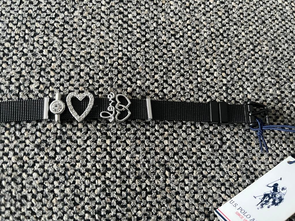 US POLO ASSN  armband meshband/ bedels  nieuw met labels, Neuf, Avec bracelets à breloques ou perles, Acier, Enlèvement