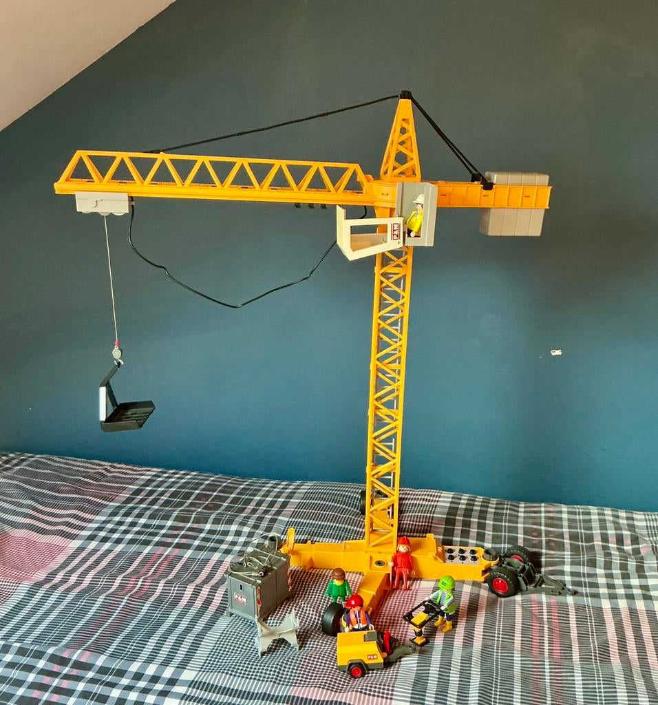 Grue de chantier tour et ouvriers marteau piqueur, Enlèvement, Utilisé, Playmobil en vrac