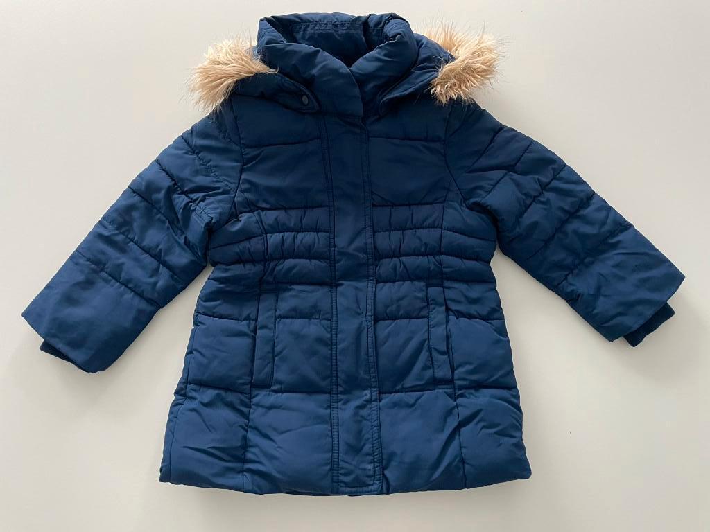 Blauwe winterjas meisjes maat 98, Kinderen en Baby's, Kinderkleding | Maat 98, Gebruikt, Meisje, H&M, Ophalen of Verzenden