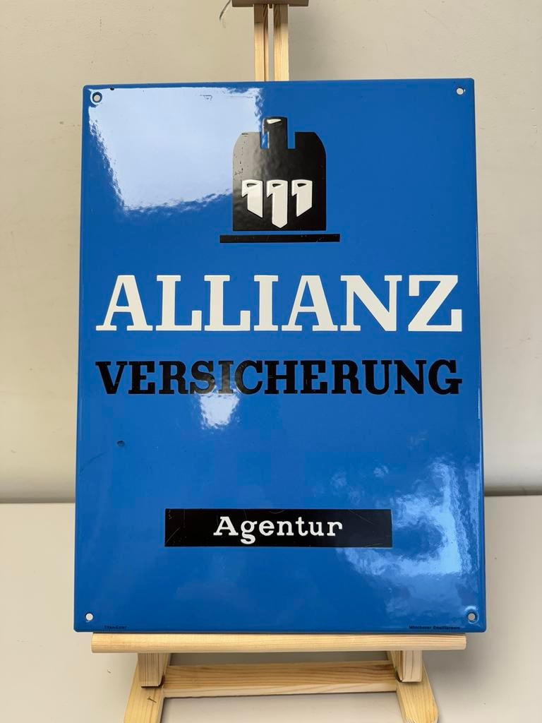 Panneau publicitaire en émail ALLIANZ, Enlèvement ou Envoi, Utilisé, Panneau publicitaire