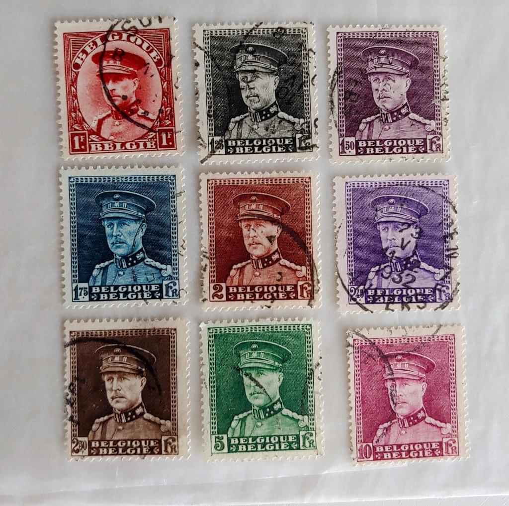 1931, Albert Ier au képi, série complète, estampillée, Timbres & Monnaies, Timbres | Europe | Belgique, Affranchi, Maison royale