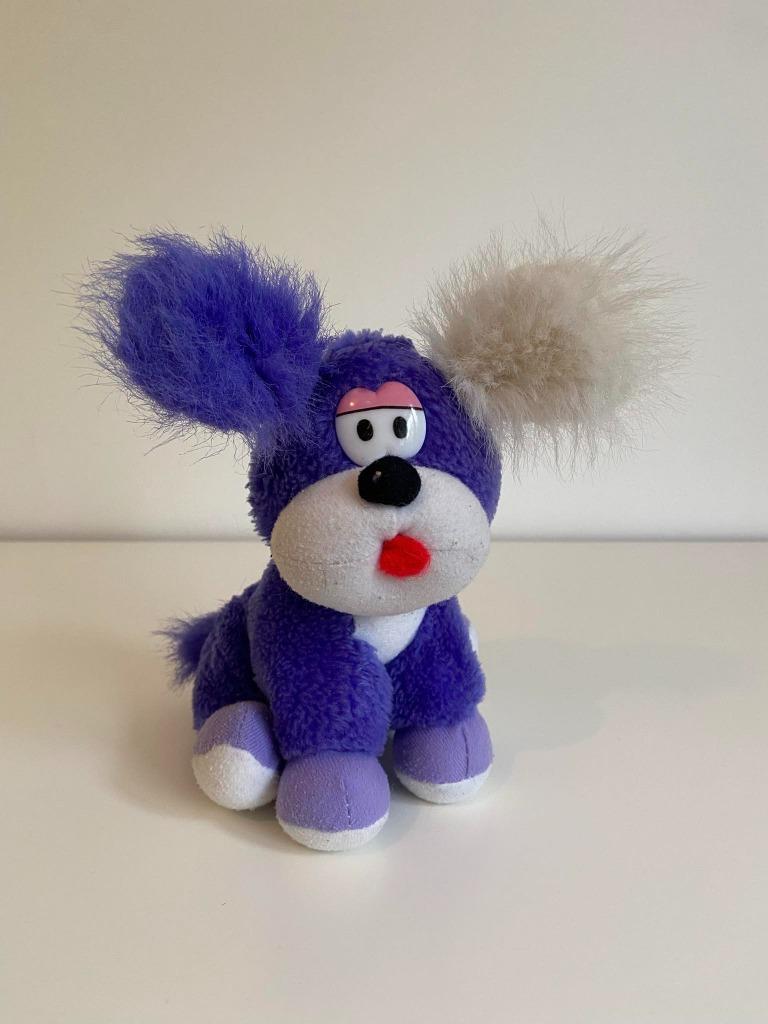 Peluche blanche et mauve chien, Enlèvement ou Envoi, Utilisé, Chien