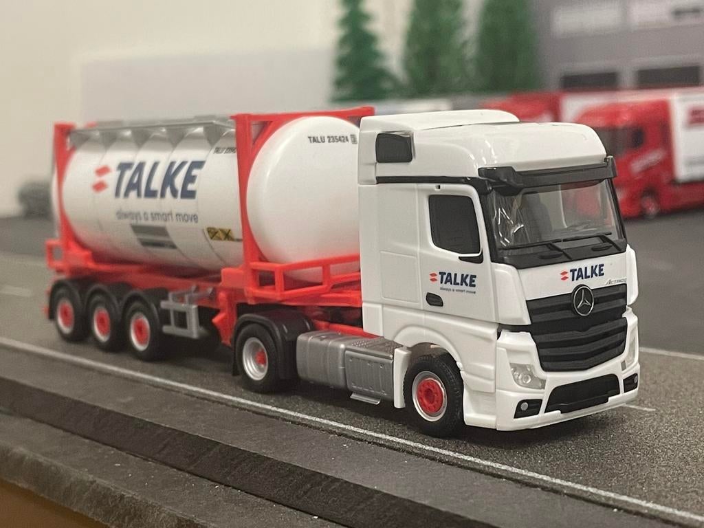 Herpa MB Actros TALKE swap container 1:87, Ophalen of Verzenden, Zo goed als nieuw, Bus of Vrachtwagen, Herpa
