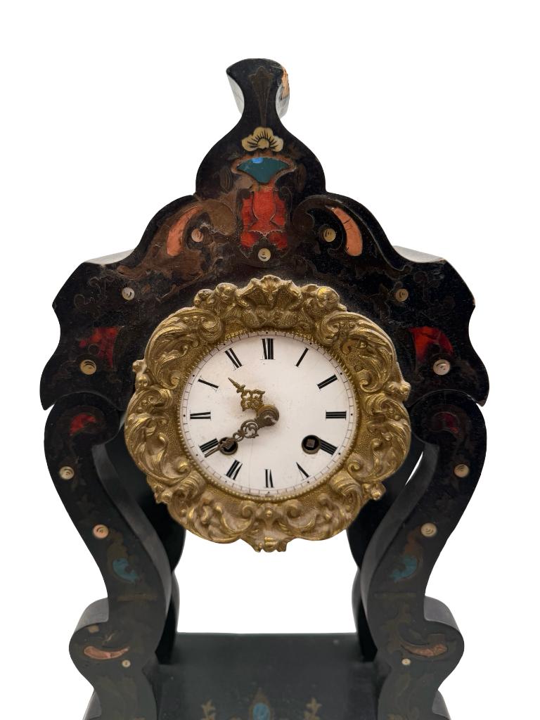 Napoleon III zwartgelakte houten klok — 19e eeuw, Antiek en Kunst, Ophalen of Verzenden