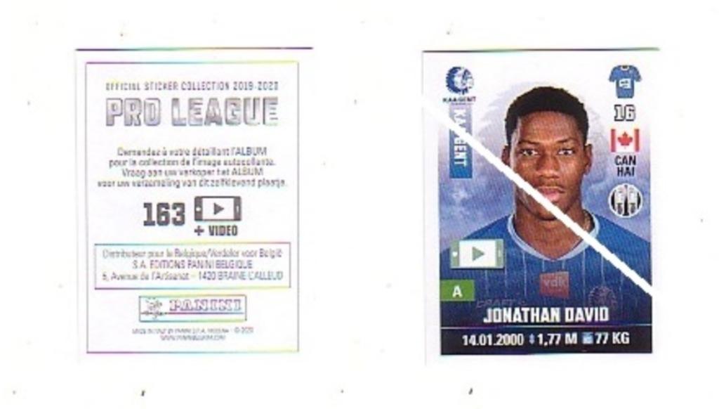 Panini Pro League 2019-2020 Jonathan David KAA Gand, Collections, Articles de Sport & Football, Neuf, Affiche, Image ou Autocollant