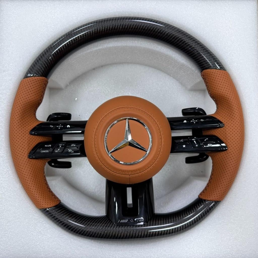 Mercedes carbon stuur bruin leer compleet AMG, Ophalen of Verzenden, Nieuw, Mercedes-Benz