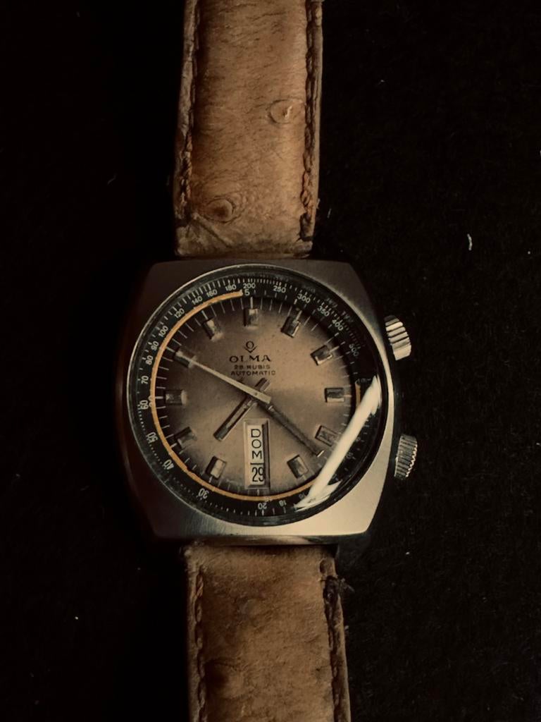 Montre automatique OLMA vintage, Enlèvement, Montre-bracelet, Autres marques