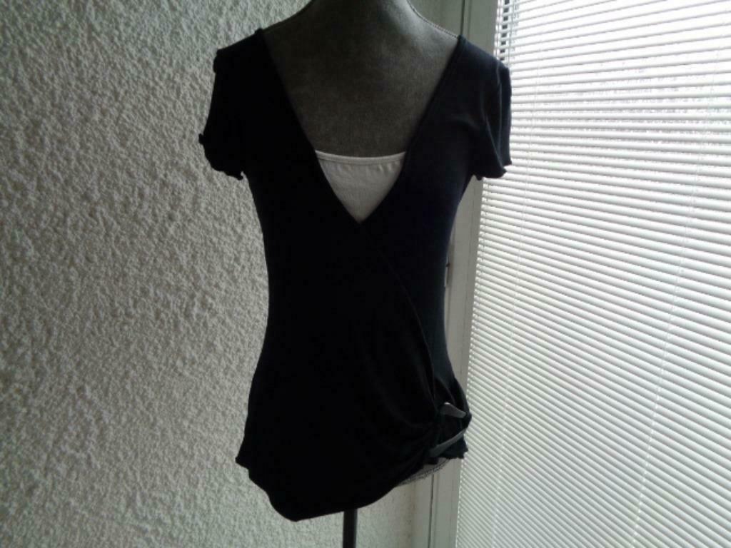 Top noir / blanc.Marque: "Gemo". Taille S, Kleding | Dames, T-shirts, Gedragen, Wit, Ophalen of Verzenden