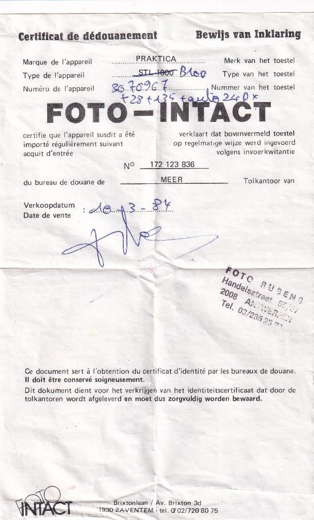 PRAKTICA B100, Audio, Tv en Foto, Ophalen of Verzenden, Gebruikt, Spiegelreflex, Overige Merken