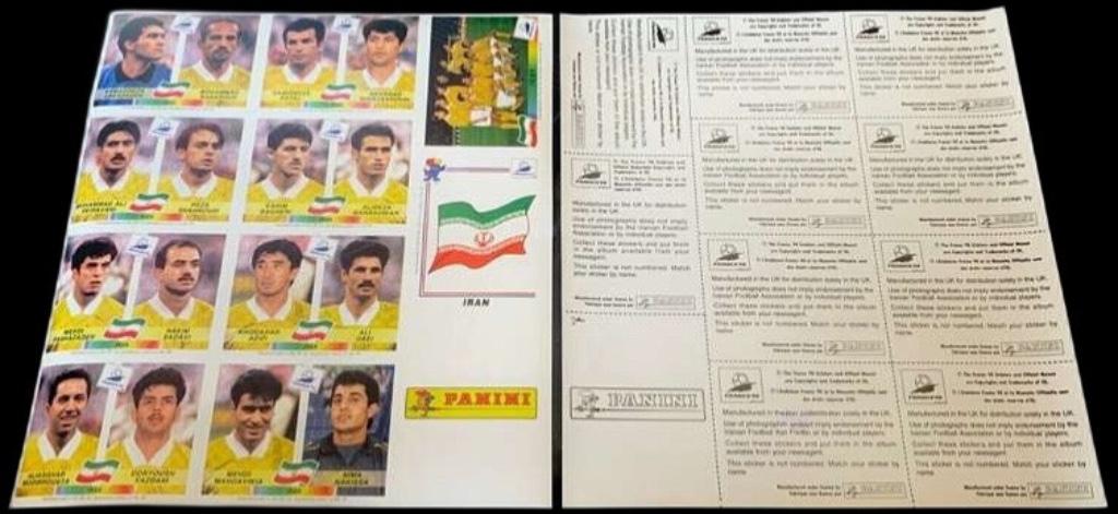 Panini WK 98 France Iran Sheet Stickers 1998 Frankrijk, Enlèvement ou Envoi, Neuf