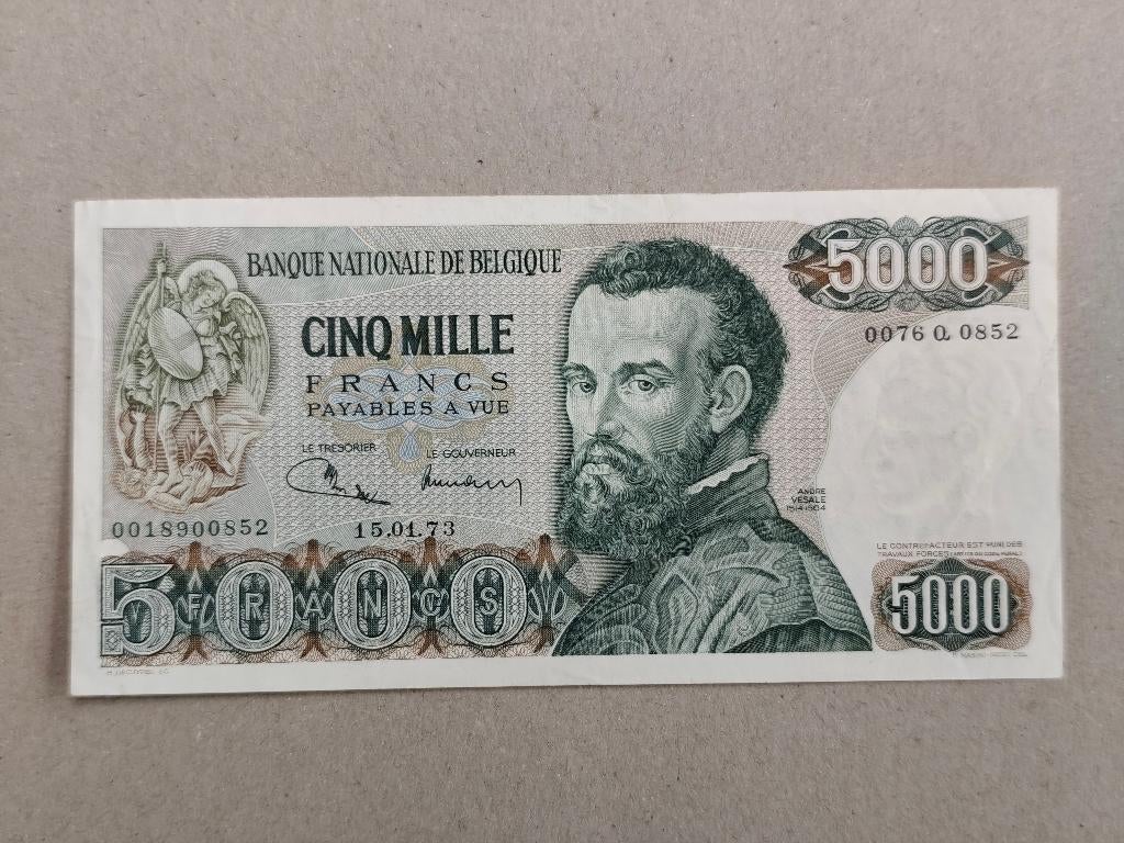 Billet de 5000 Fb type Vésale état SUP, Enlèvement ou Envoi, Billets en vrac