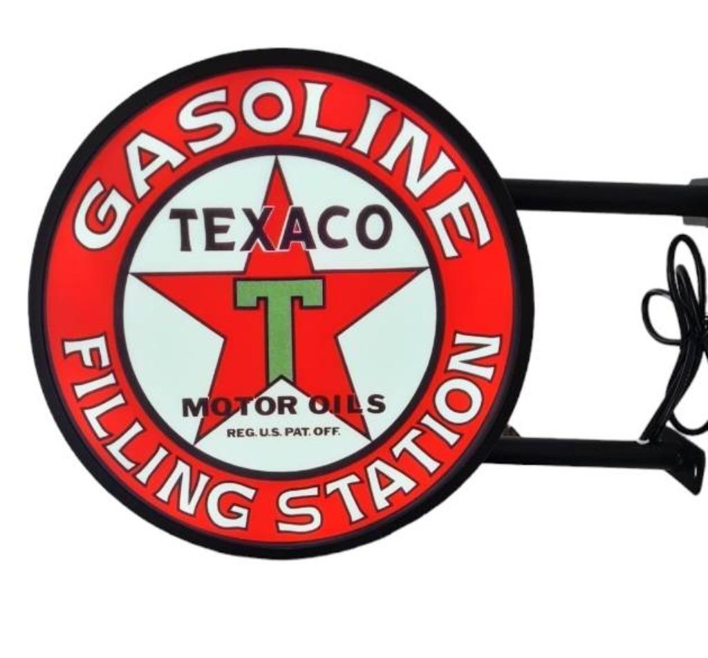 Texaco filling station dubbelzijge reclame verlichting lamp, Ophalen of Verzenden, Nieuw, Lichtbak of (neon) lamp