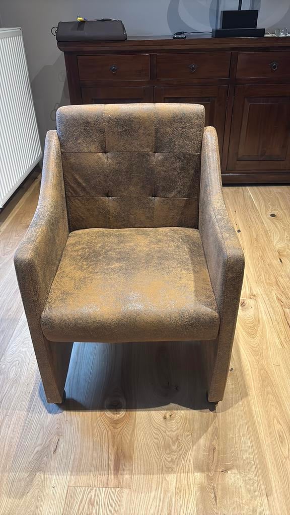 8 eetkamerstoelen clubzeteltjes, Huis en Inrichting, Ophalen, Overige materialen, Bruin, Vijf, Zes of meer stoelen